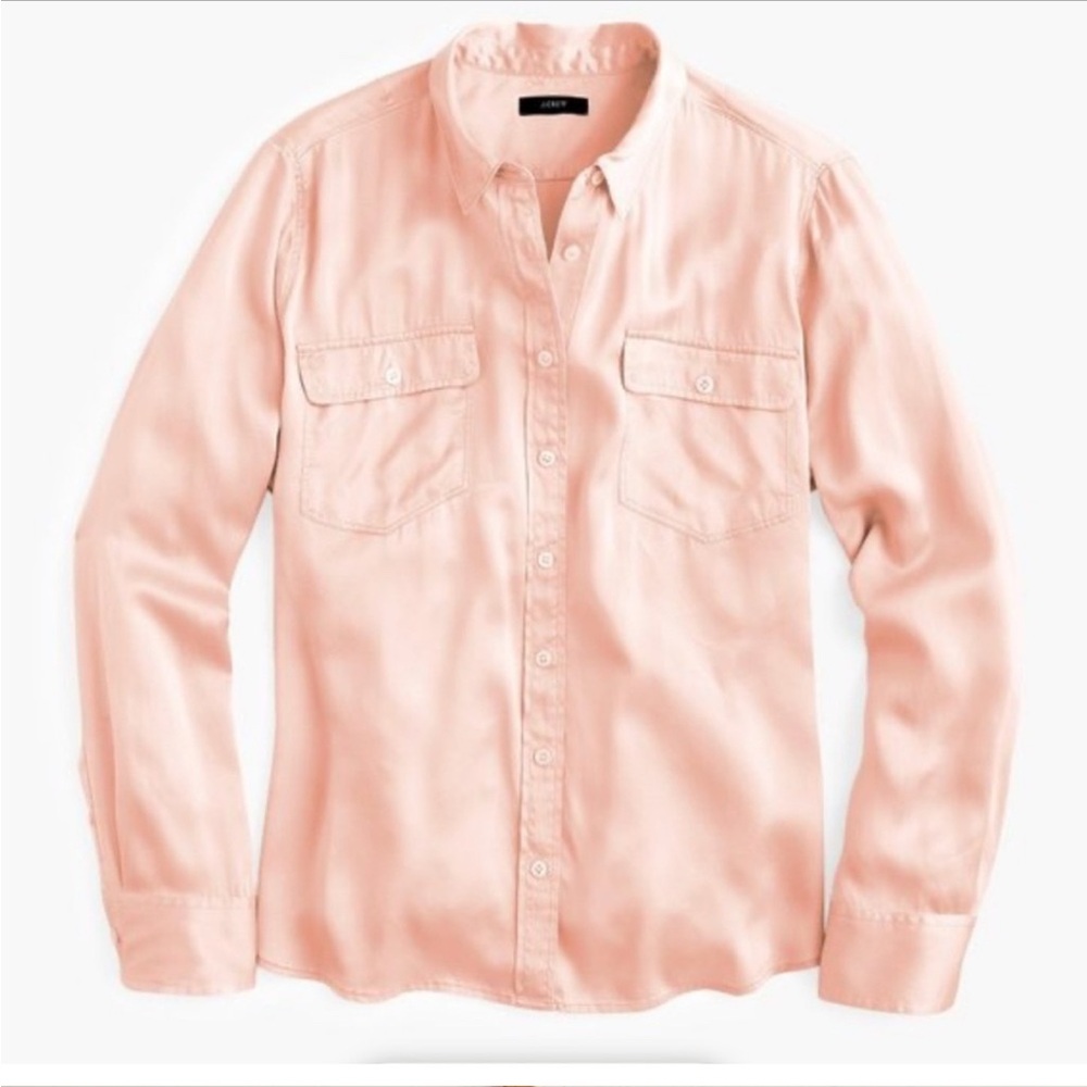 Jcrew women sz 22 xxxl silk shirt in pale peach
